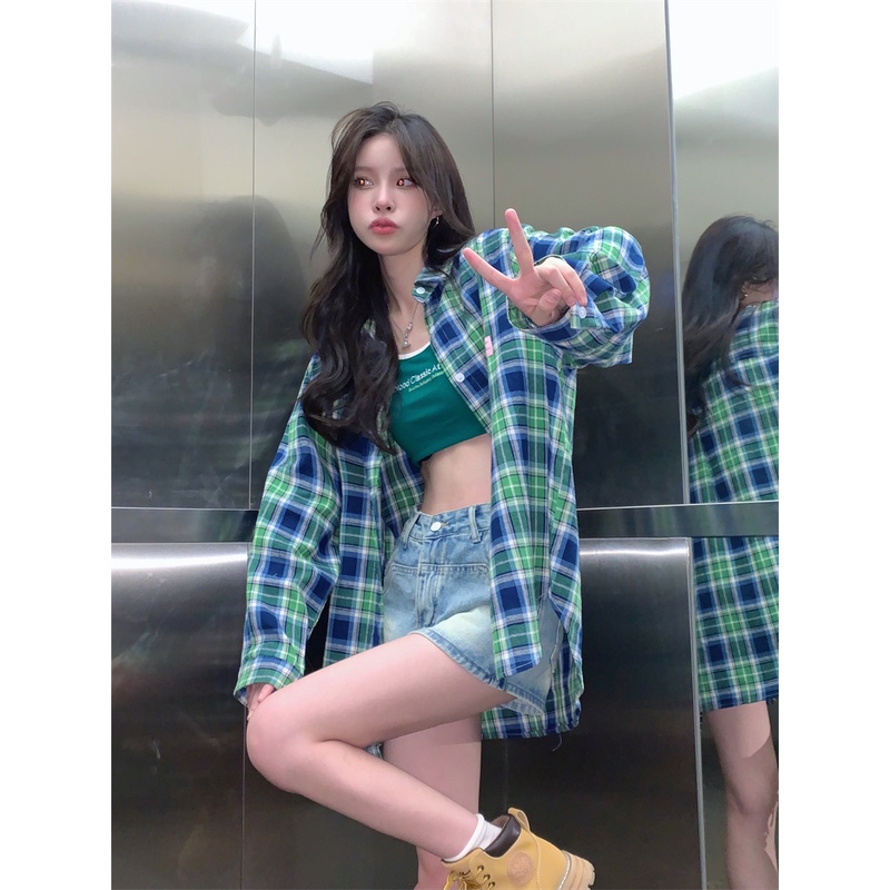 【ZHELIHANGFEI】Áo Sơ Mi Tay Dài Form Rộng Họa Tiết Sọc Theo Phong Cách Preppy Dễ Phối Đồ