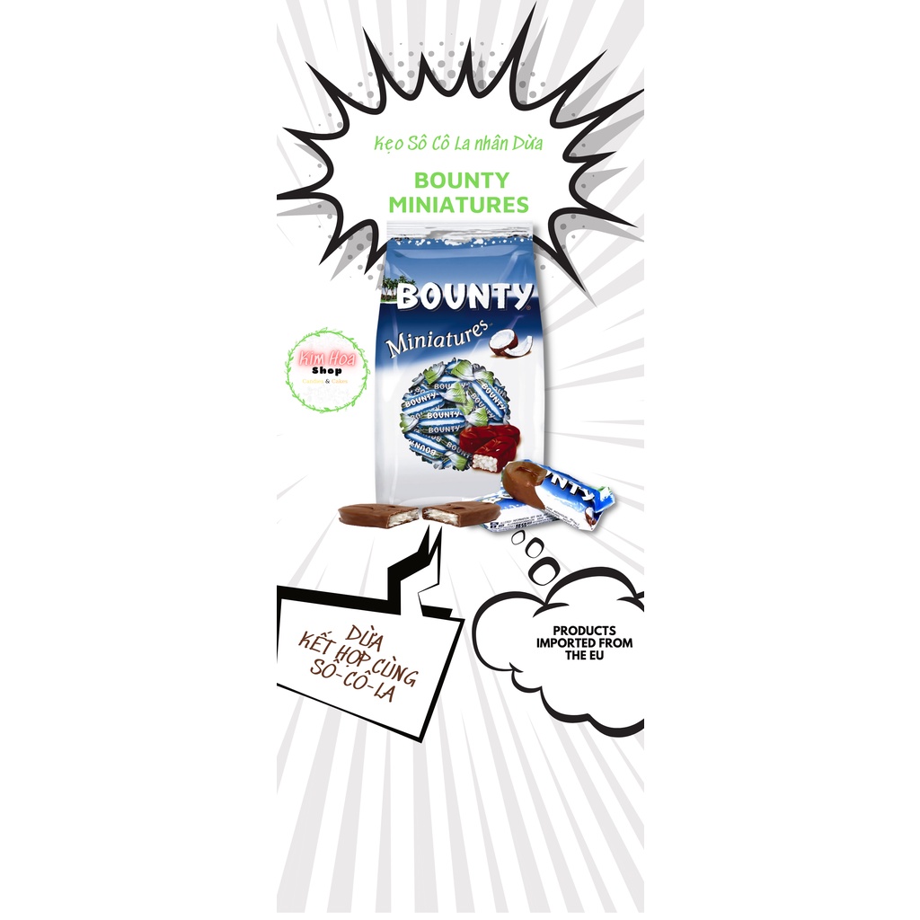 Kẹo sô-cô-la nhân dừa tươi Bounty Miniatures 150g MADE IN GERMANY