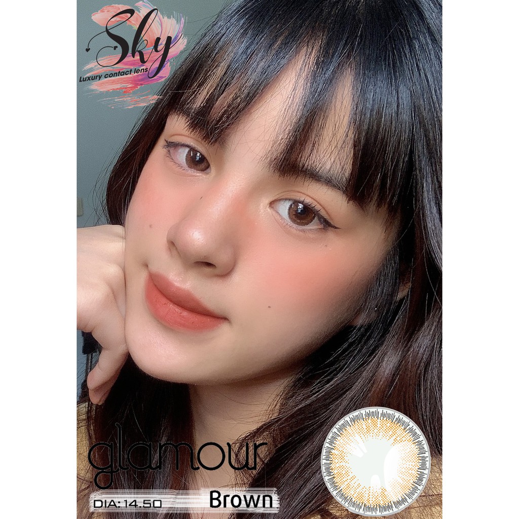 Kính áp tròng Sky Lens -Glamour Brown 0-6 Độ Made in Korea Chính Hãng Dia14.00