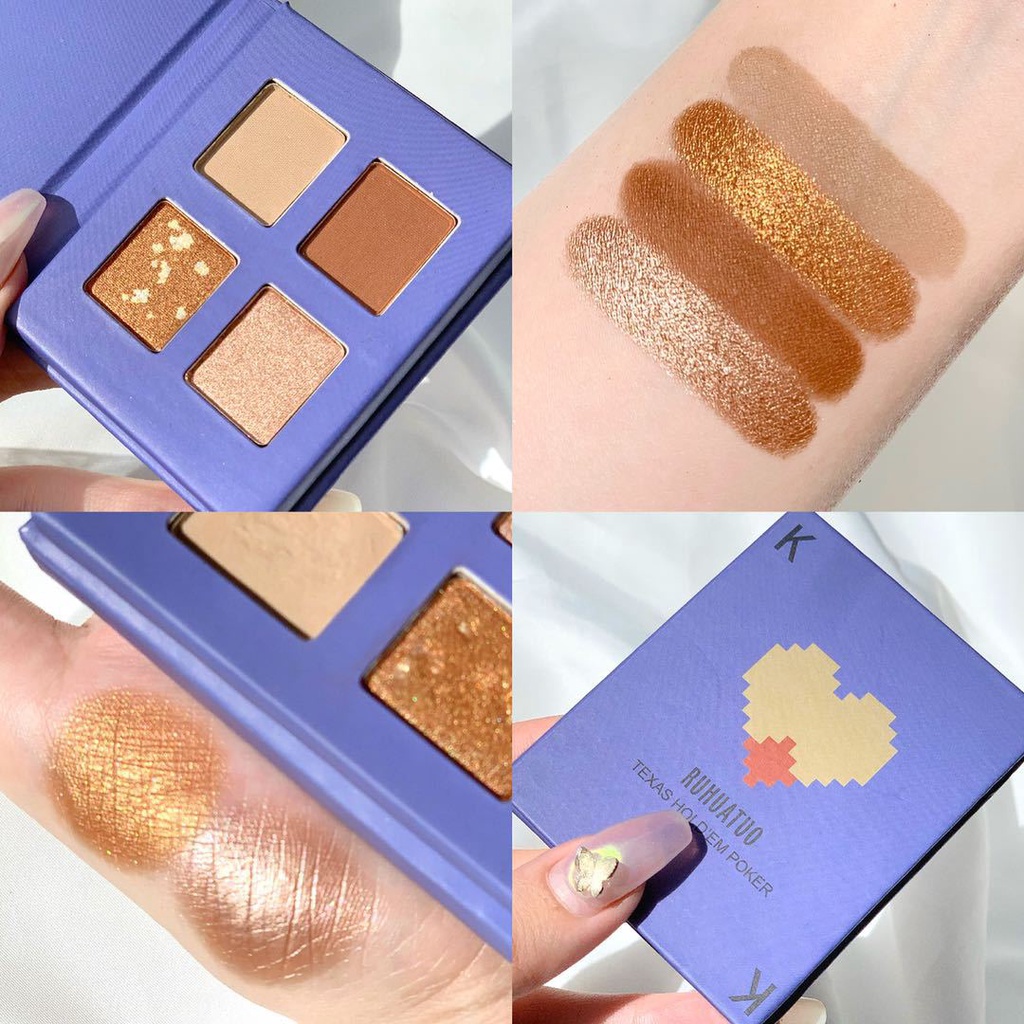 [Hàng mới về] Bảng Phấn Trang Điểm Mắt 4 Màu Ánh Nhũ Bắt Sáng Lâu Trôi