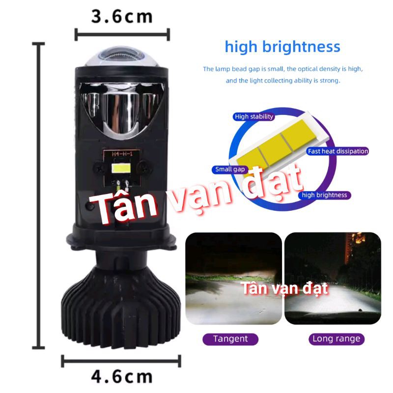Bóng đèn led Bi cầu Mini ADIU và T2 chân H4 Giá 1 bóng Quạt không dây
