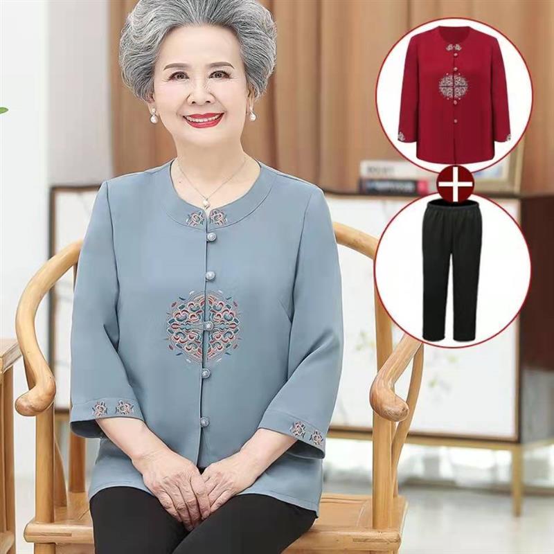 【Livender】Áo Sơ Mi Nữ Tay 4 Tay Áo Trang Trọng Dành Cho Phụ Nữ Lớn Tuổi/Khuyết Tha Thứ Tự/ Người Già/Anh Ấp Đi Chơi w4.9LOL