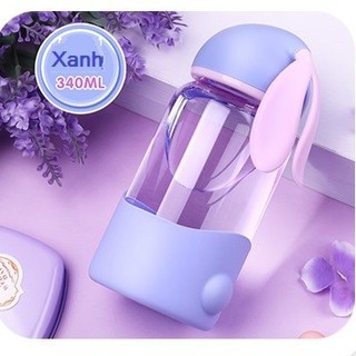 Bình nước thủy tinh tai thỏ cute 340ml