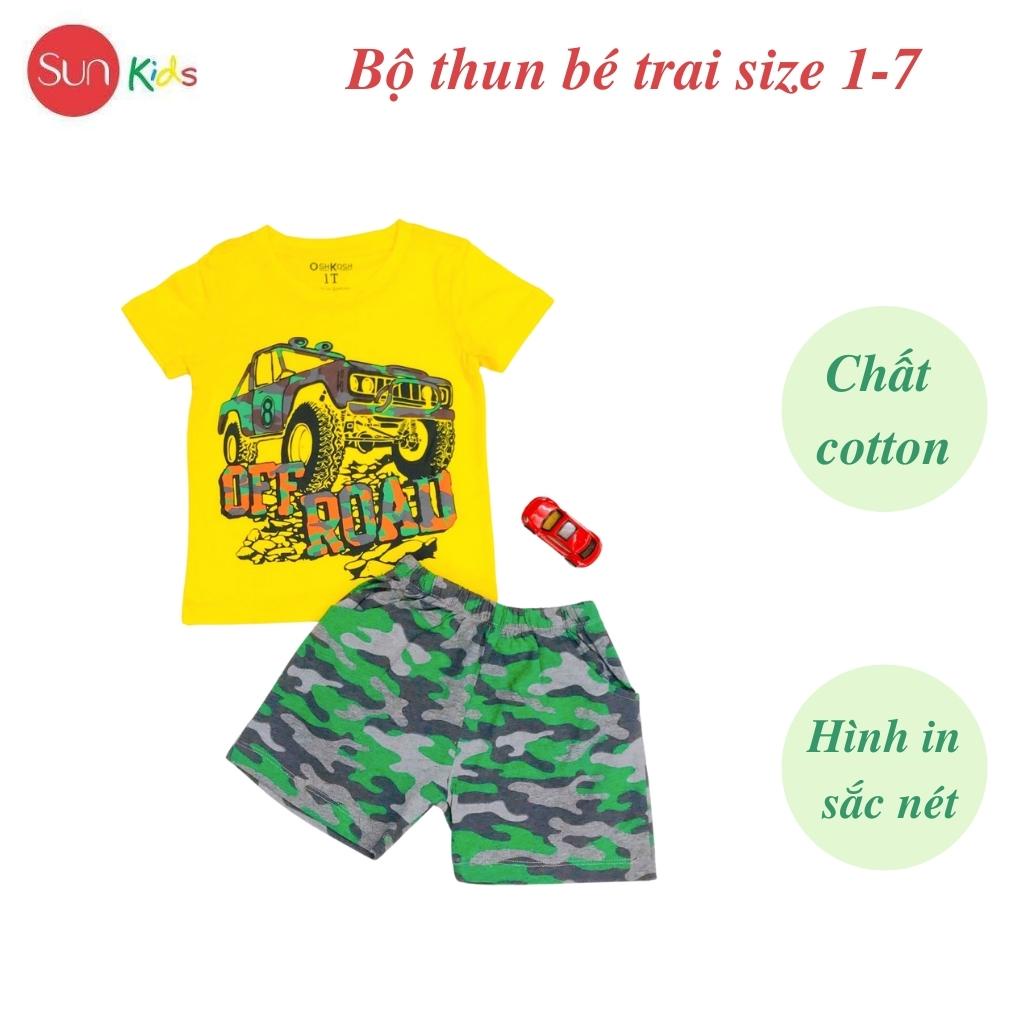 Đồ bộ bé trai, đồ bộ trẻ em chất thun cotton, size 1-7 tuổi, có nhiều màu - SUNKIDS