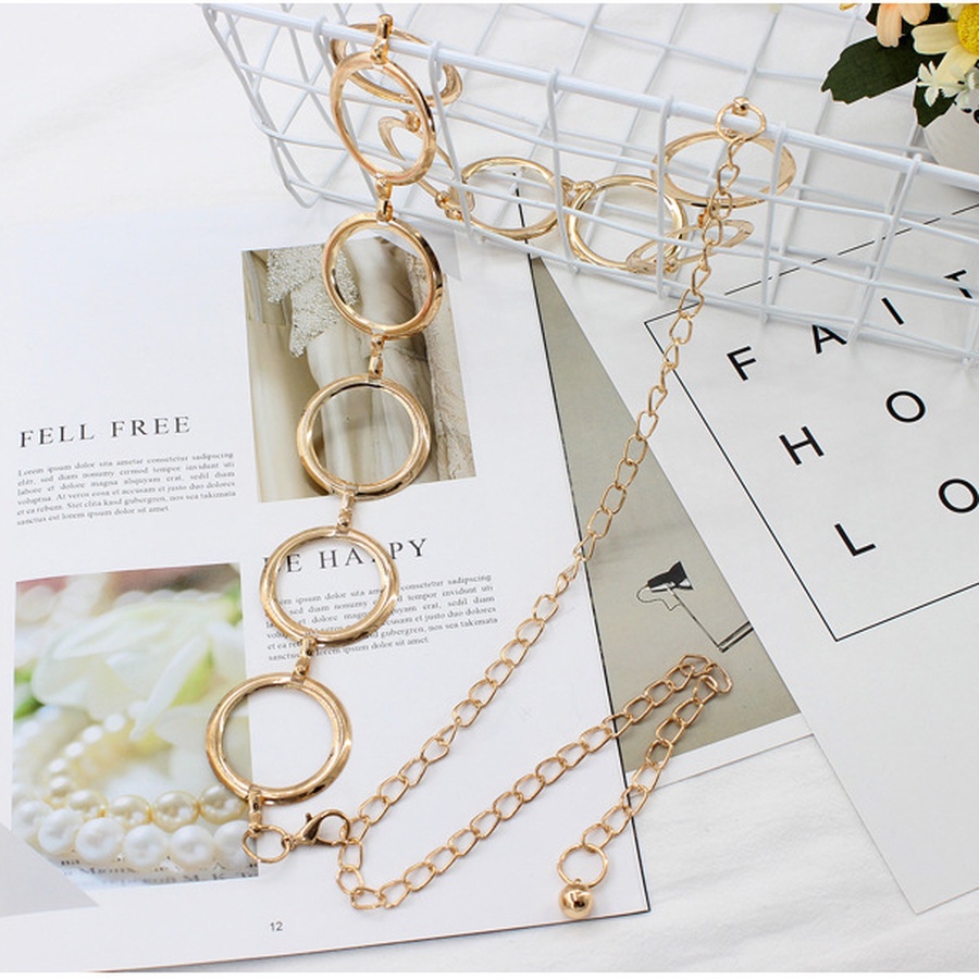 Thắt lưng phối vòng kim loại thời trang Hàn Quốc