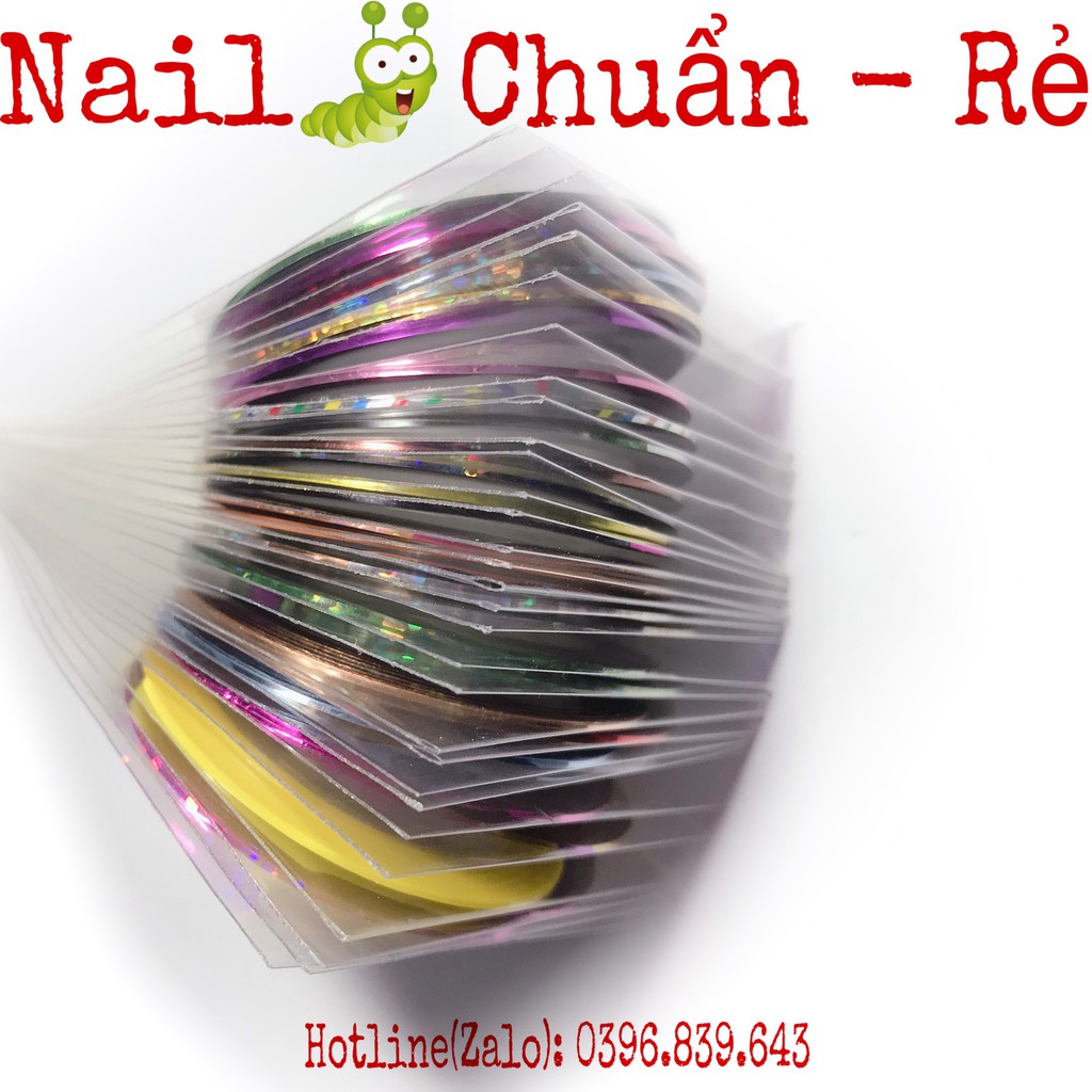 Dây kim tuyến 34 cuộn - Băng dính kim ngân 34 cuộn làm nail