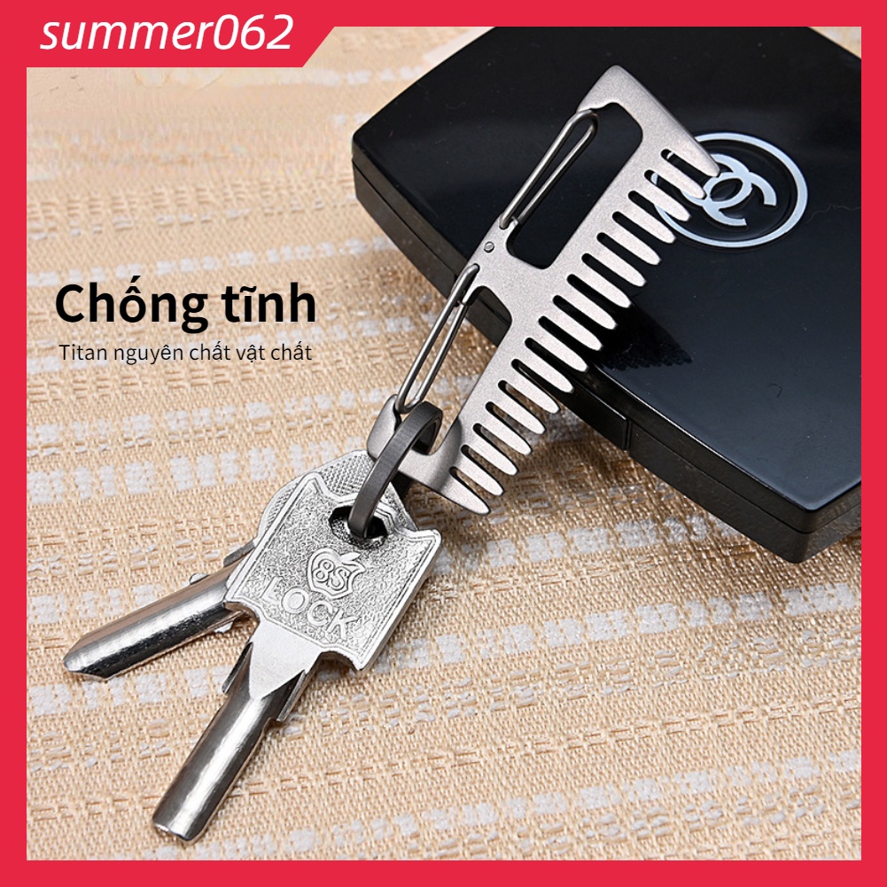 Summer062 Lược hợp kim titan EDC ngoài trời Dụng cụ cắm trại có khóa nhẹ chống tĩnh điện