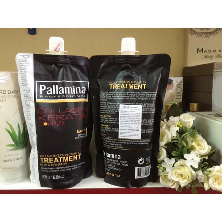 Hấp dầu phục hồi tóc hư tổn Pallamina Collagen Keratin Complex 500ml