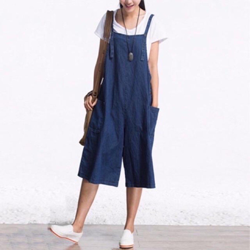 quần yếm jean denim big size ông suông lỡ size 65-80kg | BigBuy360 - bigbuy360.vn