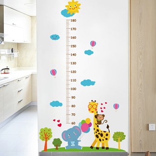 Decal dán tường thước đo voi xanh