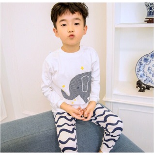 Bộ quần áo cho bé từ 1-4 tuổi hình voi trắng