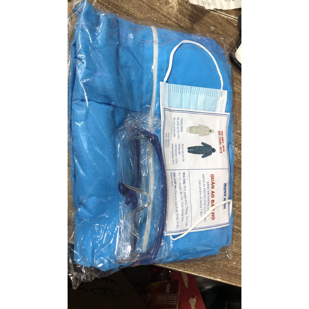 Đồ bảo hộ chóng dịch 8 món, đồ bảo hộ y tế, đồ bảo hộ phòng dịch (size người lớn)