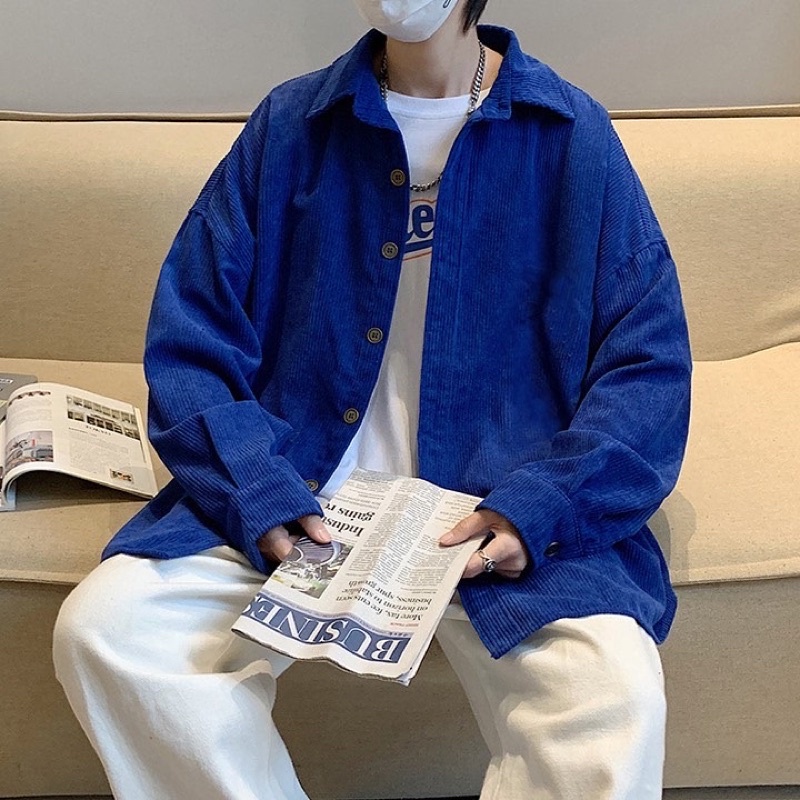 Áo sơmi tay dài nam nữ,chất nhung tăm ms Doro