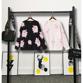 Áo len heo hồng vintage oversized