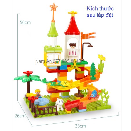 LEGO LÂU ĐÀI CẦU TRƯỢT, 80 chi tiết , 3+, Tương thích lego duplo- gói quà miễn phí