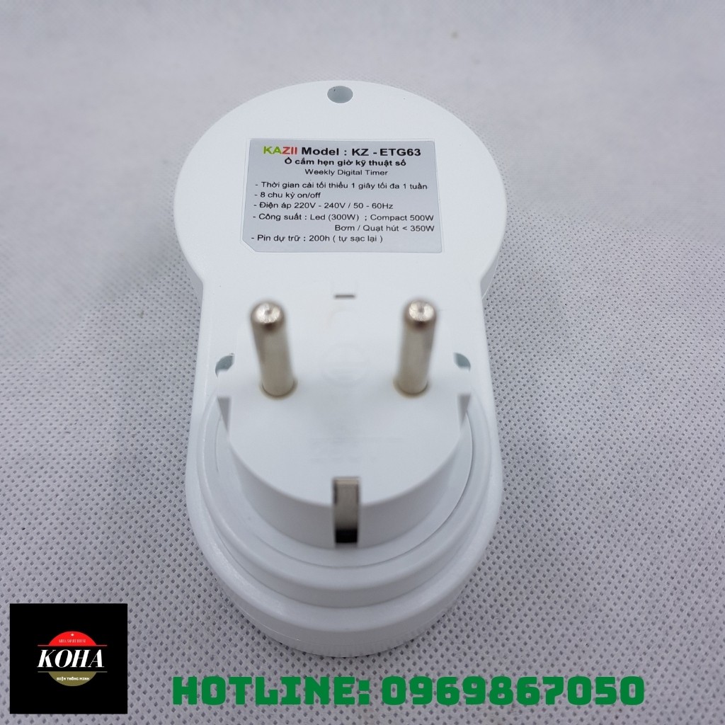 Ổ cắm đa năng hẹn giờ kỹ thuật số 220V - 500W KZ- SG36 - Timer điện tử hẹn giờ tự động.