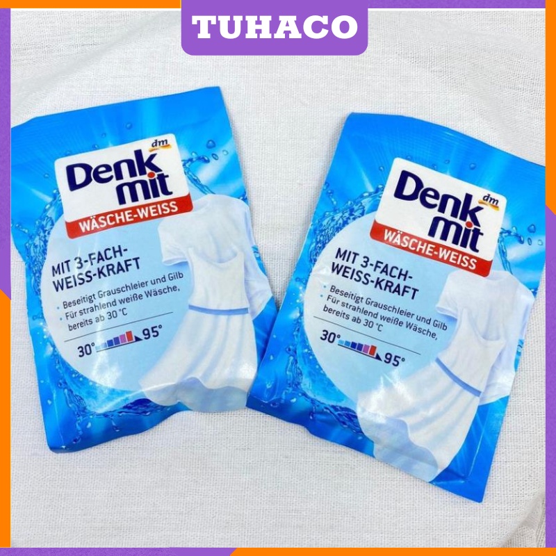 Bột tẩy trắng quần áo Denkmit siêu sạch chính hãng Đức, không mùi không gây hại da tay hiệu quả gấp ba lần (ảnh thật)