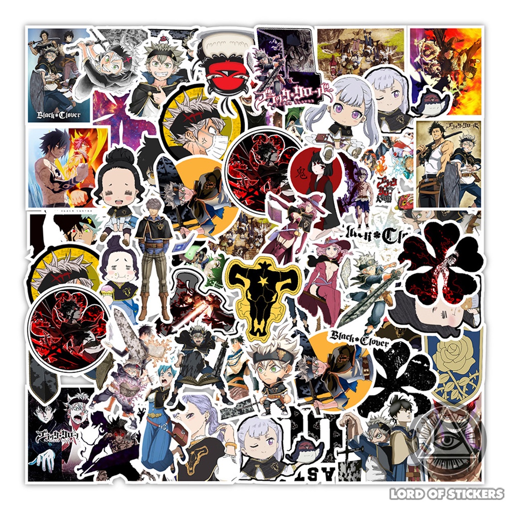 Set 50 Hình Dán Black Clover Sticker Truyện Tranh Anime Manga Chống Thấm Nước Trang Trí Mũ Bảo Hiểm, Ván Trượt, Laptop