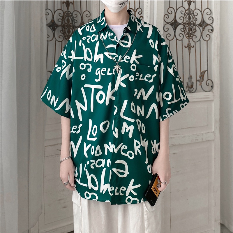 Áo Sơ Mi Tay Ngắn Dáng Rộng In Họa Tiết Thời Trang Mùa Hè Cho Nam Và Nữ 4 Màu (M-3Xl)