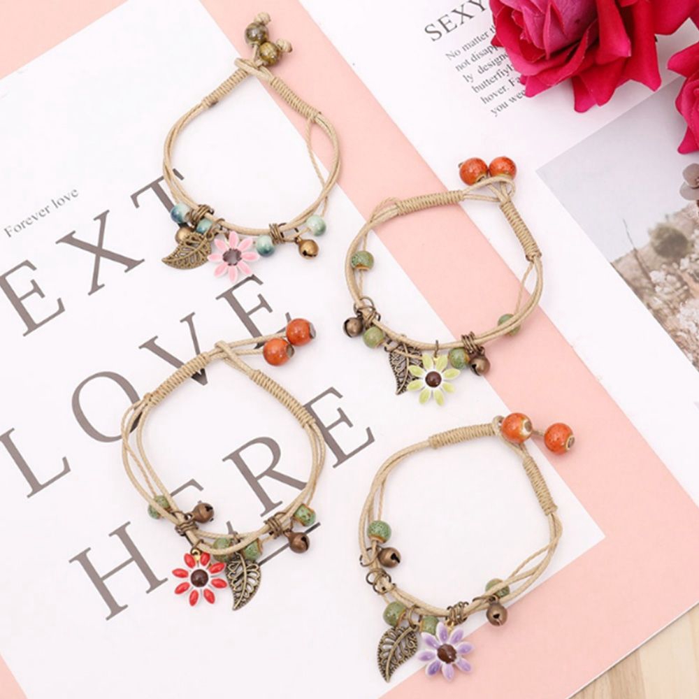 Vòng Tay Chuỗi Hạt Đá Phong Cách Retro Cho Nữ