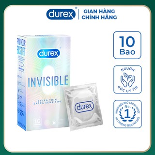 Bao Cao Su Durex Invisible Extra Thin Extra Sensitive 10 bao Siêu Mỏng - Cảm Giác Chân Thật [CHE TÊN Sản Phẩm]