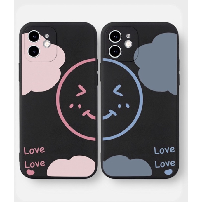 Ốp lưng bảo vệ cam mmềm hình cặp đôi dễ thương đẹp đen cho iPhone 13 12 11 Pro Max SE 2020 X XR XS ip 8 7 6 6S Plus kute