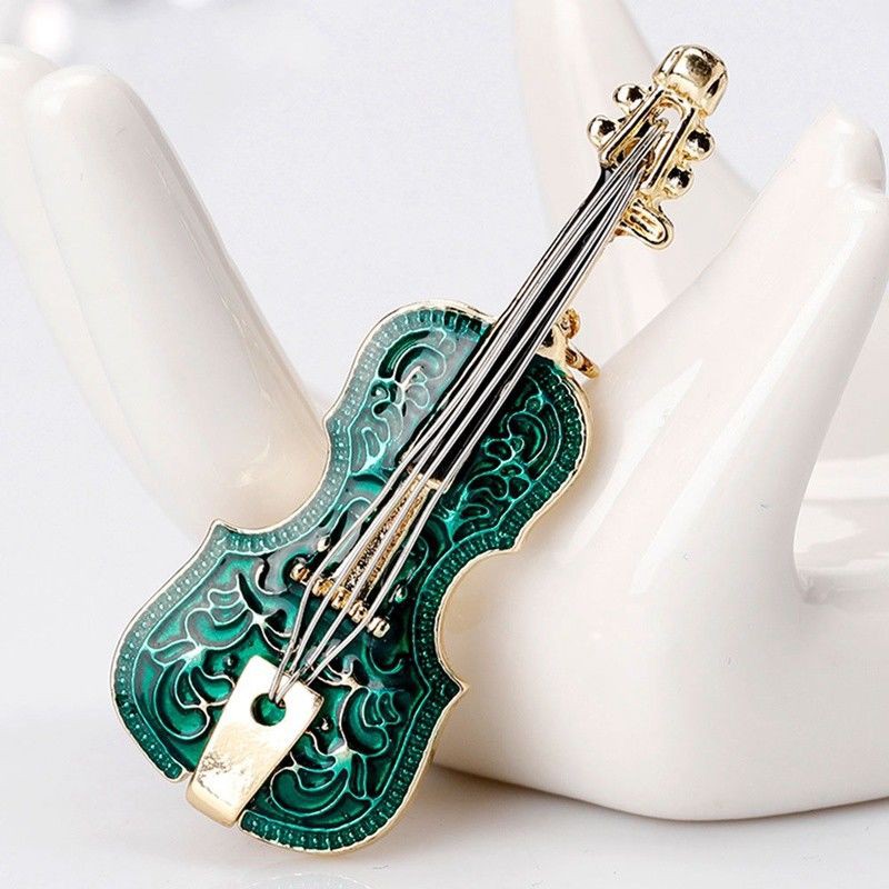 Pin cài áo hình đàn violin phong cách vintage thời trang