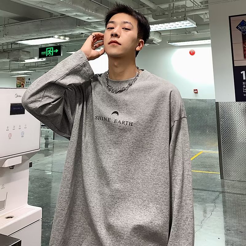 Áo Thun Tay Dài Cổ Tròn Dáng Rộng In Chữ Cỡ Lớn Thoải Mái Thời Trang Cho Nam Size M-5XL