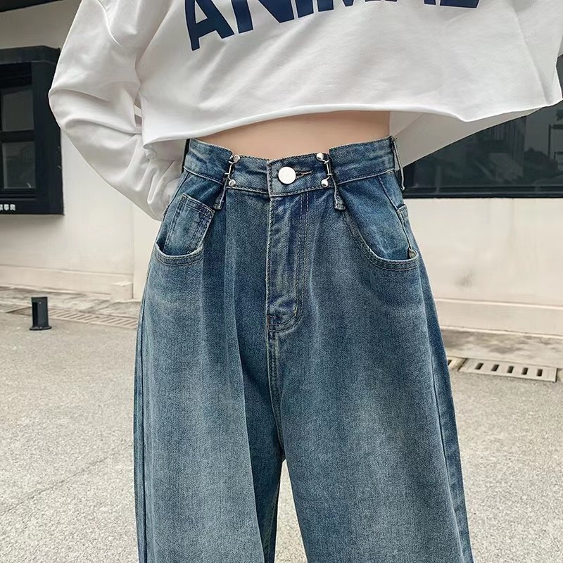 Quần jeans ống rộng MINION CLOTHING cài eo lưng cạp cao Unisex nam nữ Ulzzang chất jean bò cao cấp dày dặn Q5586 | BigBuy360 - bigbuy360.vn