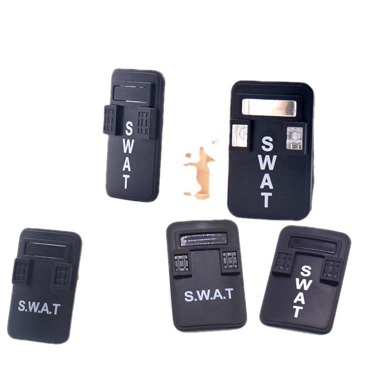 Mô Hình Lắp Ráp Mô Phỏng Quân Đội SWAT Màu Đen Có Tấm Chắn In Hình Cho Trẻ Em