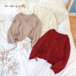 Áo khoác len Cardigan dáng lửng rút dây nhiều màu ulzzang - Made by Fiin