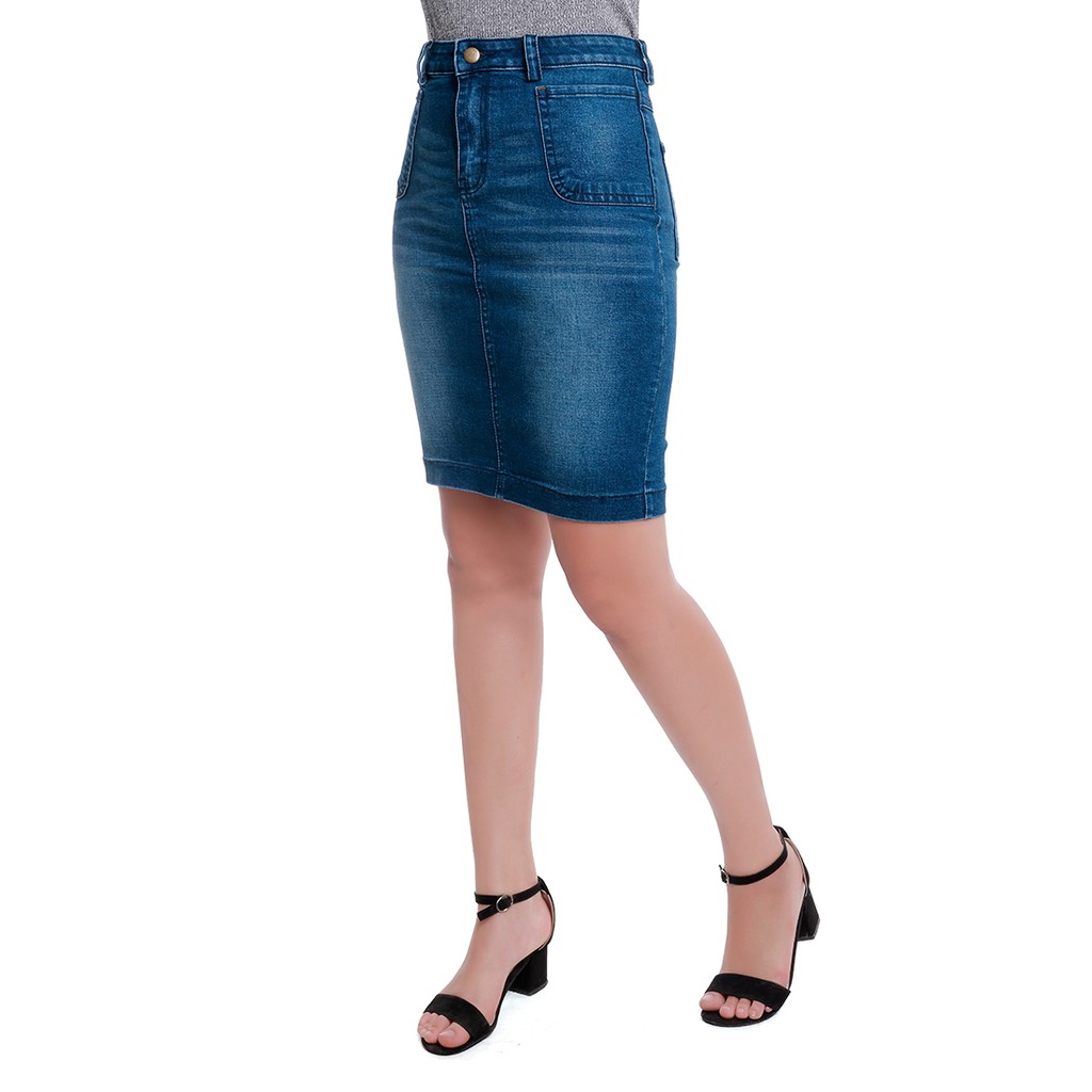 [Mã BMBAU50 giảm 7% đơn 99K] Chân váy bò nữ Narsis B8004 màu xanh dương, túi vuông, thiết kế trẻ trung