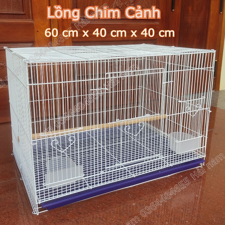 Lồng nuôi chim nhỏ - Lồng nuôi Yến Phụng, Vẹt, Sóc size 60x40x40cm Màu Trắng