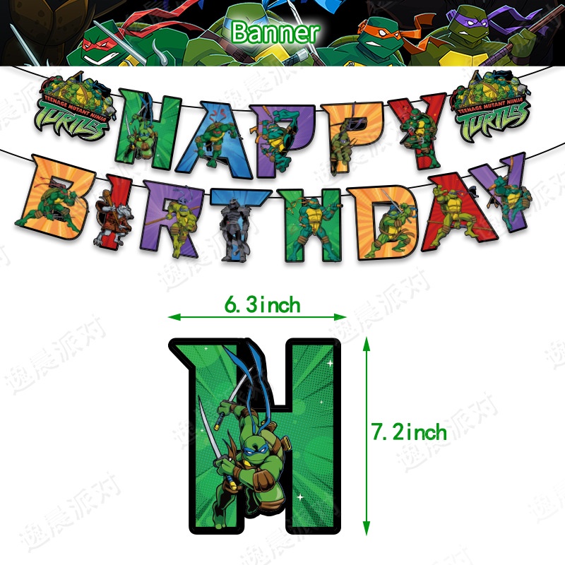 Set 48 Phụ Kiện Trang Trí Tiệc Sinh Nhật Chủ Đề Ninja Rùa