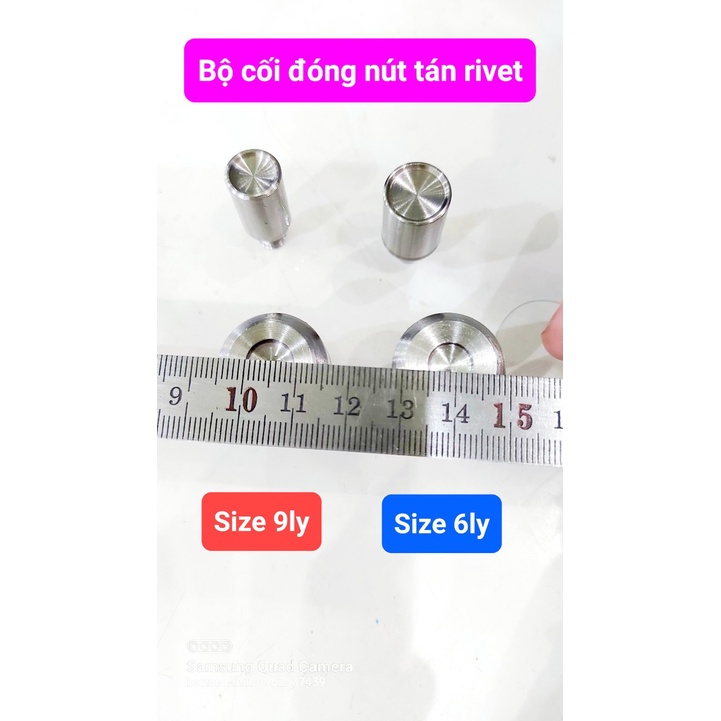 Bộ cối đóng nút tán 2 mặt (nút rivet) Size 6ly, 9ly Bằng thép trắng Dùng cho máy đóng nút thủ công BSR-DKJ819