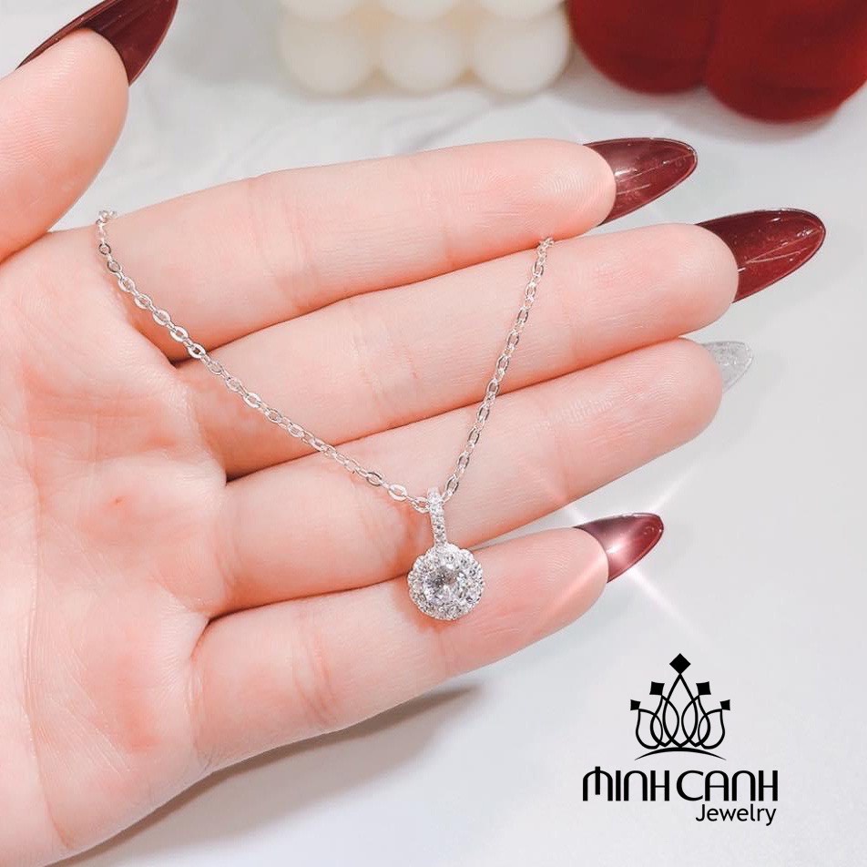 Vòng Cổ Bạc Minh Canh Jewelry Nạm Đá Tròn