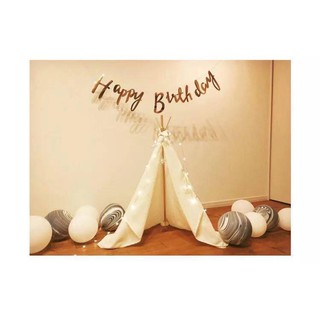 Dây chữ happy birthday 3D ánh kim màu vàng