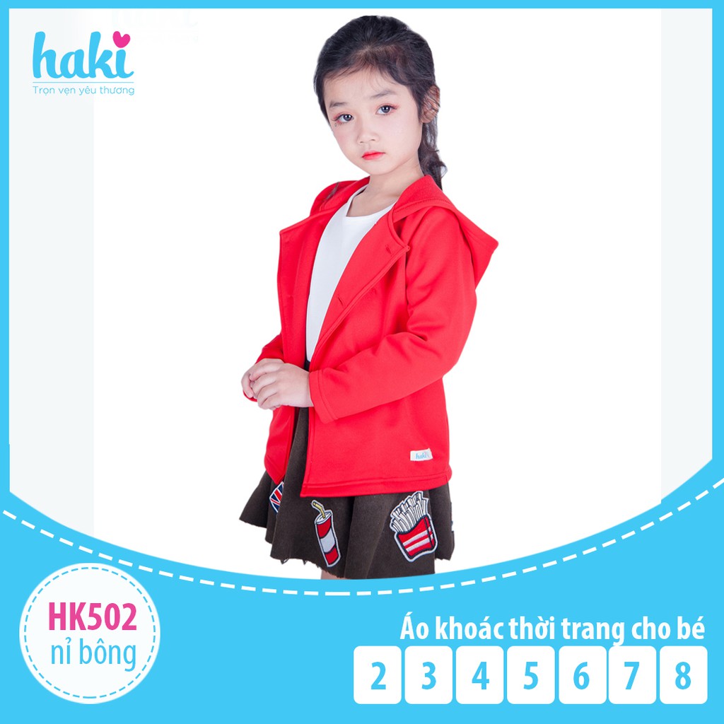 Áo khoác thời trang mũ 4 cúc - đỏ Haki HK029