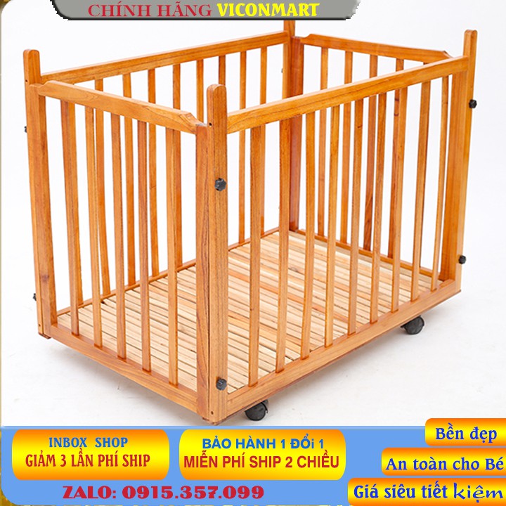 Cũi cho bé OMILUX- Cũi trẻ em bằng gỗ an toàn có chiều cao vượt trội đến 76cm