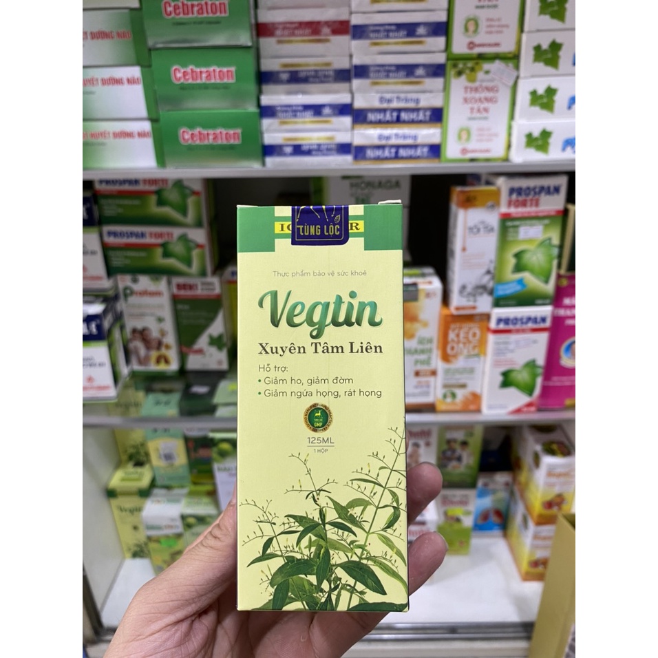 Xuyên tâm liên VEGTIN Hỗ trợ trị ho, giảm ho, tiêu đờm, đau họng, ngứa rát họng- Hộp 20v
