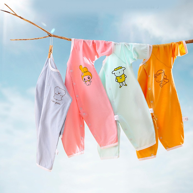 Sleepsuit Body dài tay cotton mỏng mặc hè thu cho bé trai bé gái 0-12 tháng Hàng Quảng châu xuất Nhật SLH16