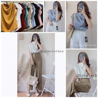 Áo sơ mi lụa cổ vạt chéo