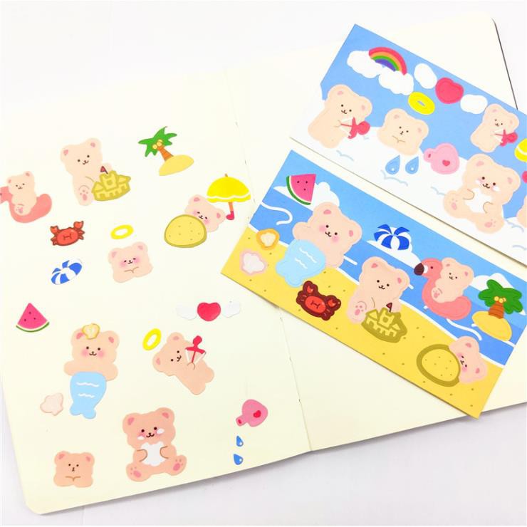 Sticker Dán Trang Trí Nhật Ký Hình Gấu Dễ Thương