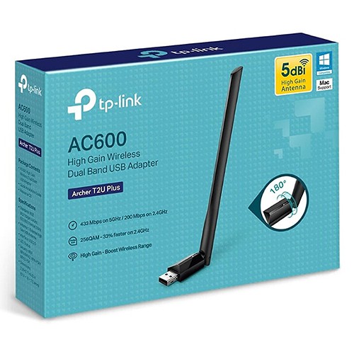 Cạc mạng wifi usb TP-Link Archer T2U Plus AC600Mbps (Chính Hãng)