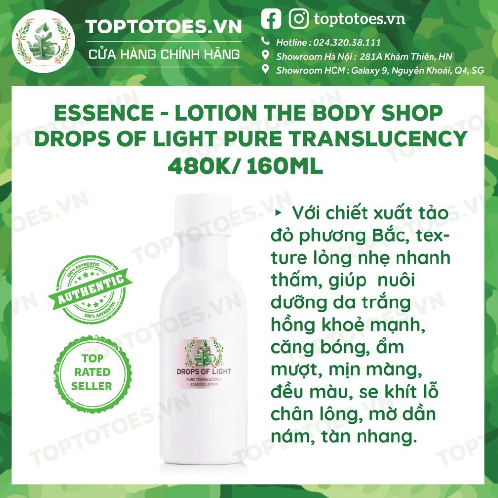 HÀNG HOT SALE Bộ sản phẩm Drops of Light The Body Shop dưỡng da trắng hồng sữa rửa mặt, essence, serum, kem dưỡng HÀNG H