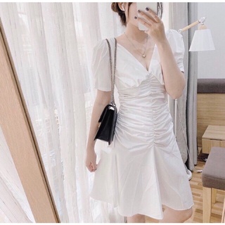 Đầm Trắng Nhún Thân Bèo Rũ