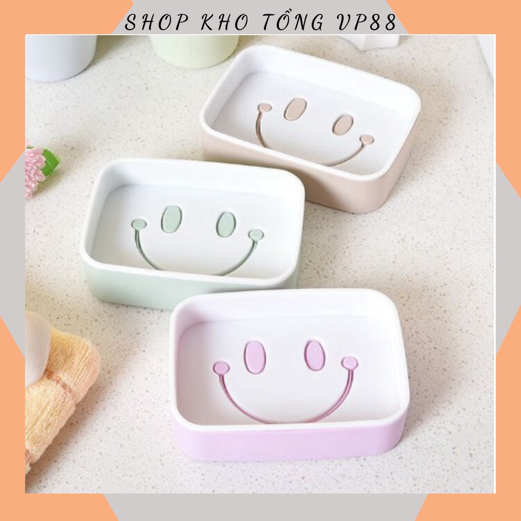 [Loại tốt] - Khay Để Bánh Xà Phòng 2 Lớp Đáy Kín Hình Mặt Cười 88217 SHOP KHO TỔNG VP88