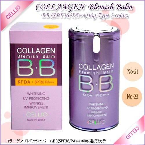 Kem nền BB Cellio Collagen Blemish Balm SPF 40 PA+++ #21 Mỏng mịn có chống nắng dưỡng da ngay cả khi trang điểm.