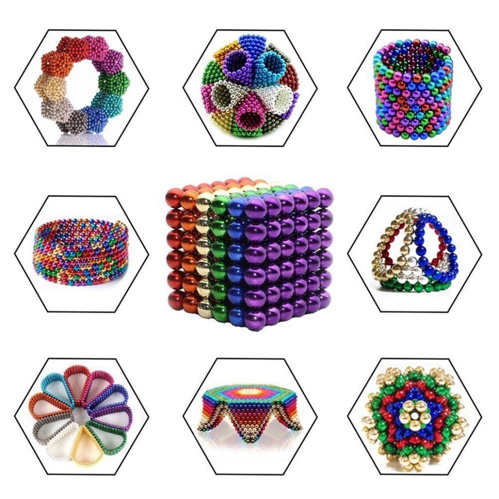 Nam châm bi 8 màu - Bucky ball 5mm (216 viên,6-8 màu), Bi nam châm tròn - bucky ball 5mm 8 màu giúp tăng khả năng tư duy