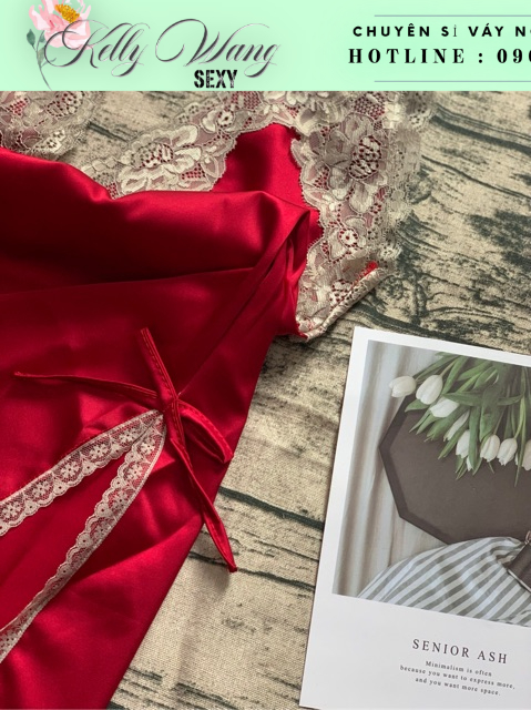 SX111Mới váy ngủ xẻ tà cao lụa satin KELLY WANG ( ảnh thật ảnh cuối và có clip)